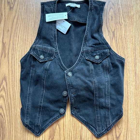 American Eagle Dark Wash Denim Vest - Picture 1 of 3